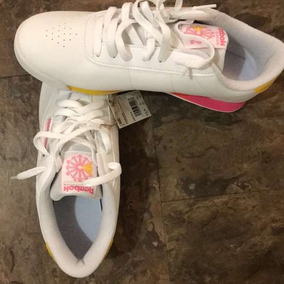 Reebok Women’s Princess Sneaker White/Pink/Yellow - Picture 8 of 13